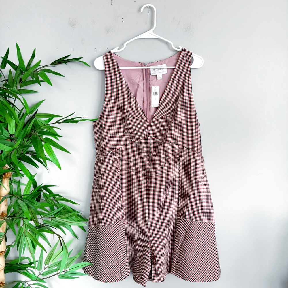 SOLD Anthropologie Mare Mare Houndstooth Tweed Romper NWT in Red & Black Large - Picture 7 of 16